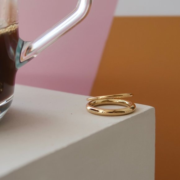 NEW 18K Gold Plated Double Layer Open Ring - Picture 6 of 6